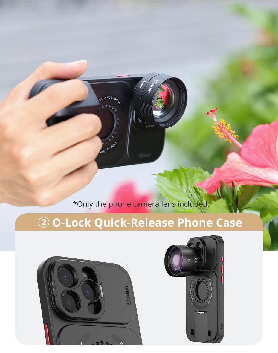 Ulanzi Mobile Lens 75mm Macro / 8mm Fisheye / 16mm Wide-Angle / 60mm Telephoto Lens Smartphone Shooting Photography Accessories