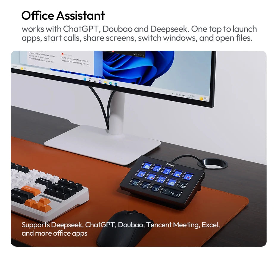 Ulanzi D200H Deck Dock Streaming Controller for Photography Desk Intelligent Lighting Control Office Assistant Streaming Control