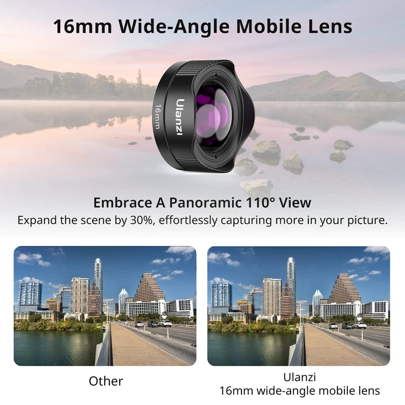 Ulanzi Mobile Lens 75mm Macro / 8mm Fisheye / 16mm Wide-Angle / 60mm Telephoto Lens Smartphone Shooting Photography Accessories