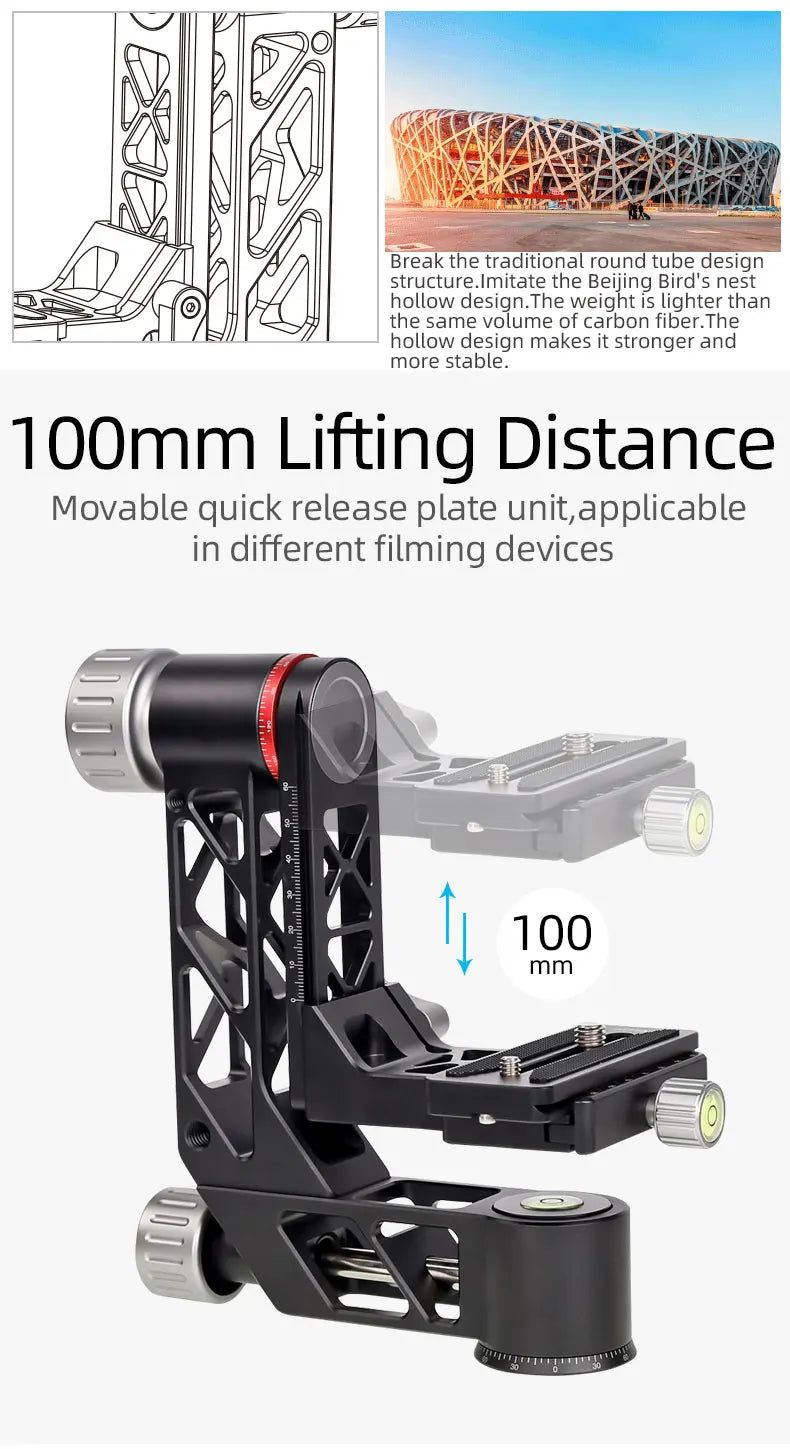 Professional Heavy Duty Gimbal Head 360 Degree Panoramic Gimbal Head Mount for Tripod DSLR Camera Telephoto Lens Tripod Head