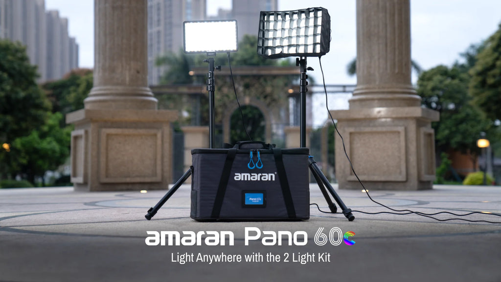 amaran Pano 60c 2-Light Kit Panel Lights 60W RGBWW LED Video Studio Light w/Light Stand for Video Recording Game Streaming