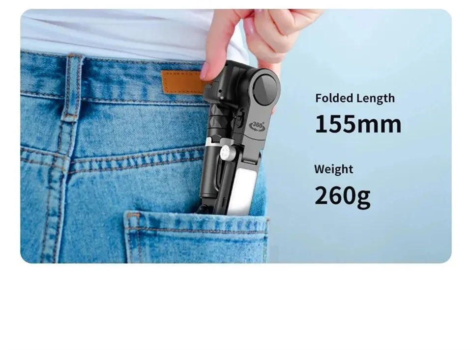 FANGTUOSI 360 Rotation Gimbal,Selfie Stick Tripod With Shutter Fill Light Following Shooting,Stabilizer for Smartphone Live/Vlog