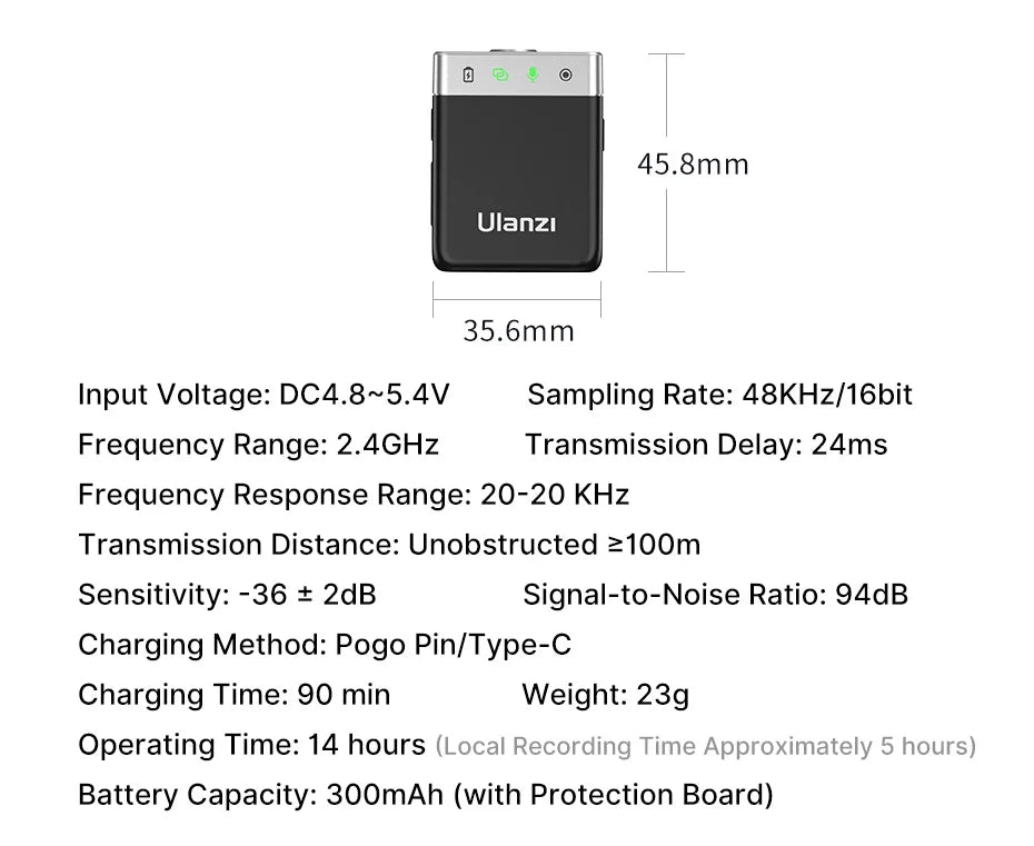 Ulanzi U-Mic Wireless Mic Stereo Microphone Lavalier Microphone for Smartphone DSLR for Interview Video Vlog Gaming Mic