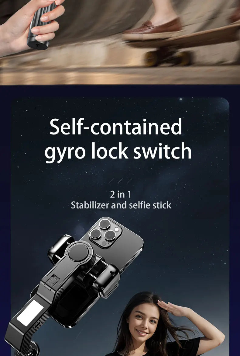 Q31 Gimbal Stabilizer Single-Axis Handheld Selfie Stick Tripod with Auto Face Tracking & Fill Light for Mobile Phone