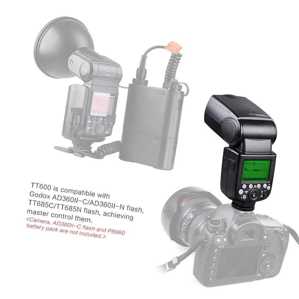 Godox Thinklite TT600 Camera Flash Speedlite Master/Slave Flash with Built-in 2.4G Wireless Trigger System GN60 for DSLR Cameras