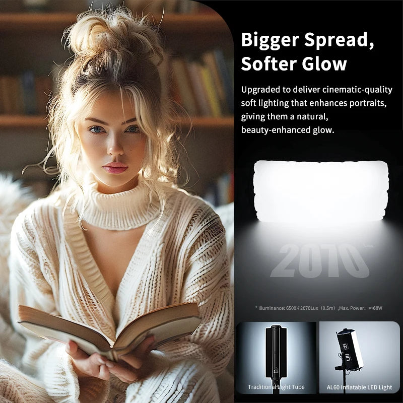 Ulanzi AL60 60W / AL120 120W Inflatable Air Tube Light APP Control LED Video Light Bi-Color Light Stick w Handle for Photography