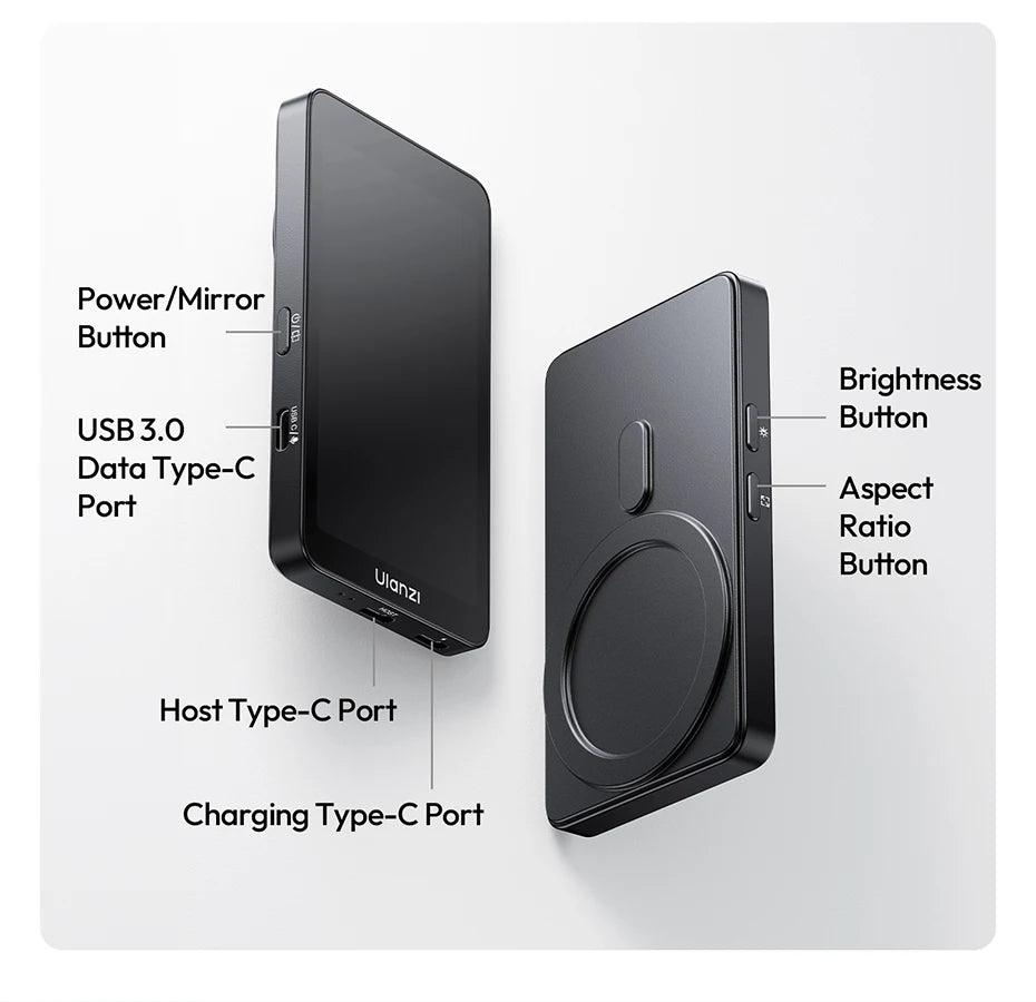 Ulanzi VM1 Vlog Selfie Monitor Screen for iphone 17 16 15 Android Smartphone 4K Magnetic for Studio Vlog Photography Shots