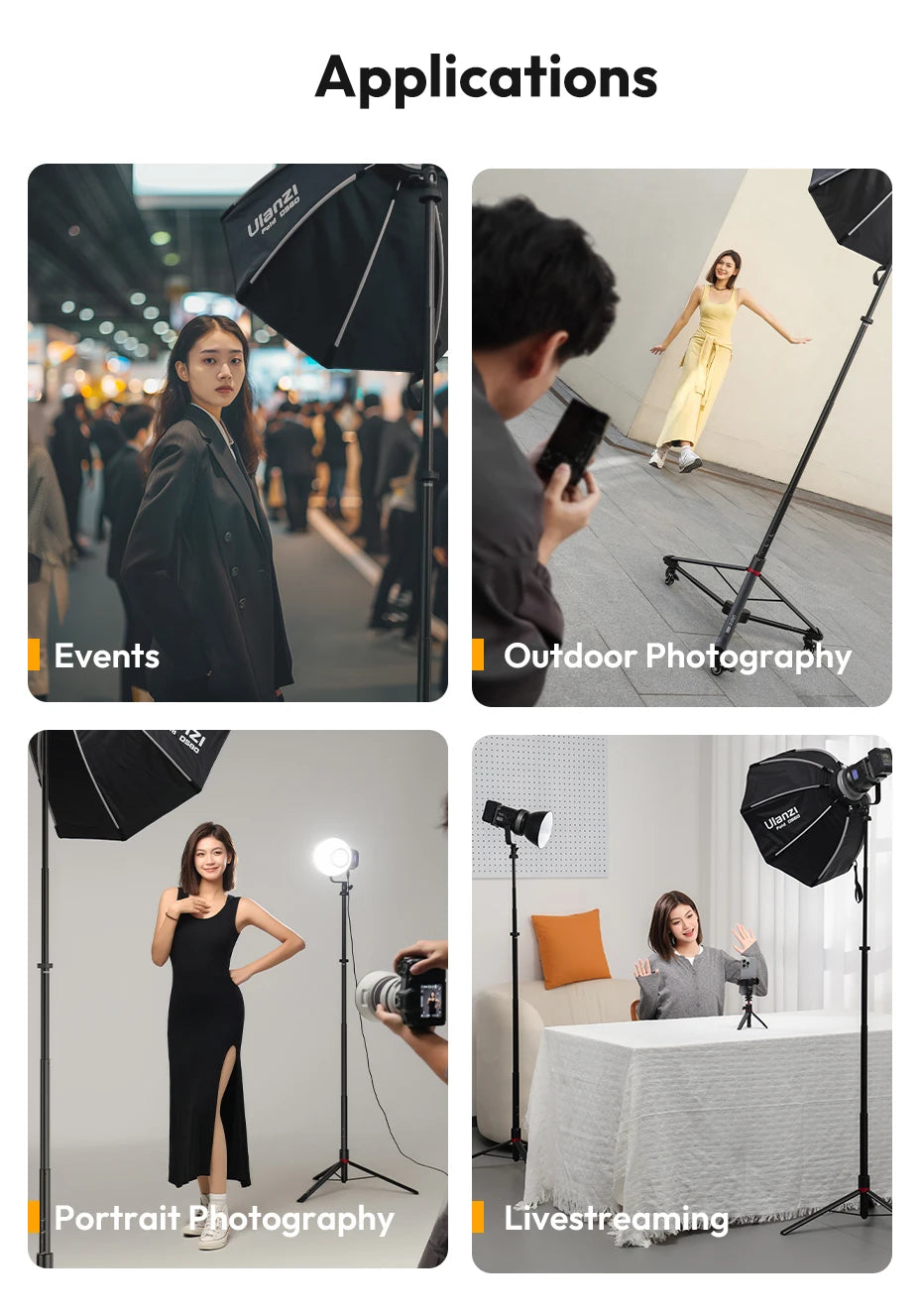 Ulanzi AT-05 2M Heavy Duty Foldable Tripod Light Stand for DSLR Camera Video Light Photography Studio Livestreaming Max Load 5KG