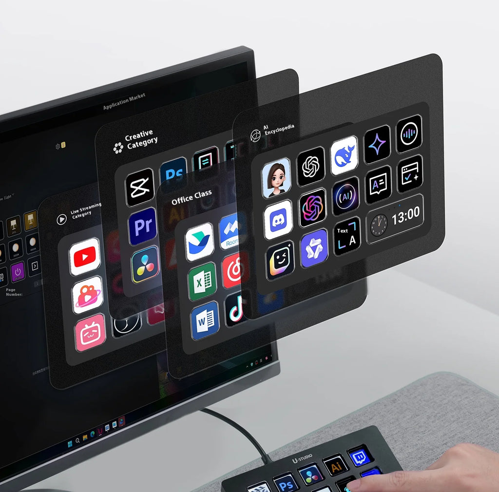 Ulanzi D200H Stream deck Production Console and Studio Controller 13 LCD Keys Streamdeck for Vlog Content Creation Video Editing