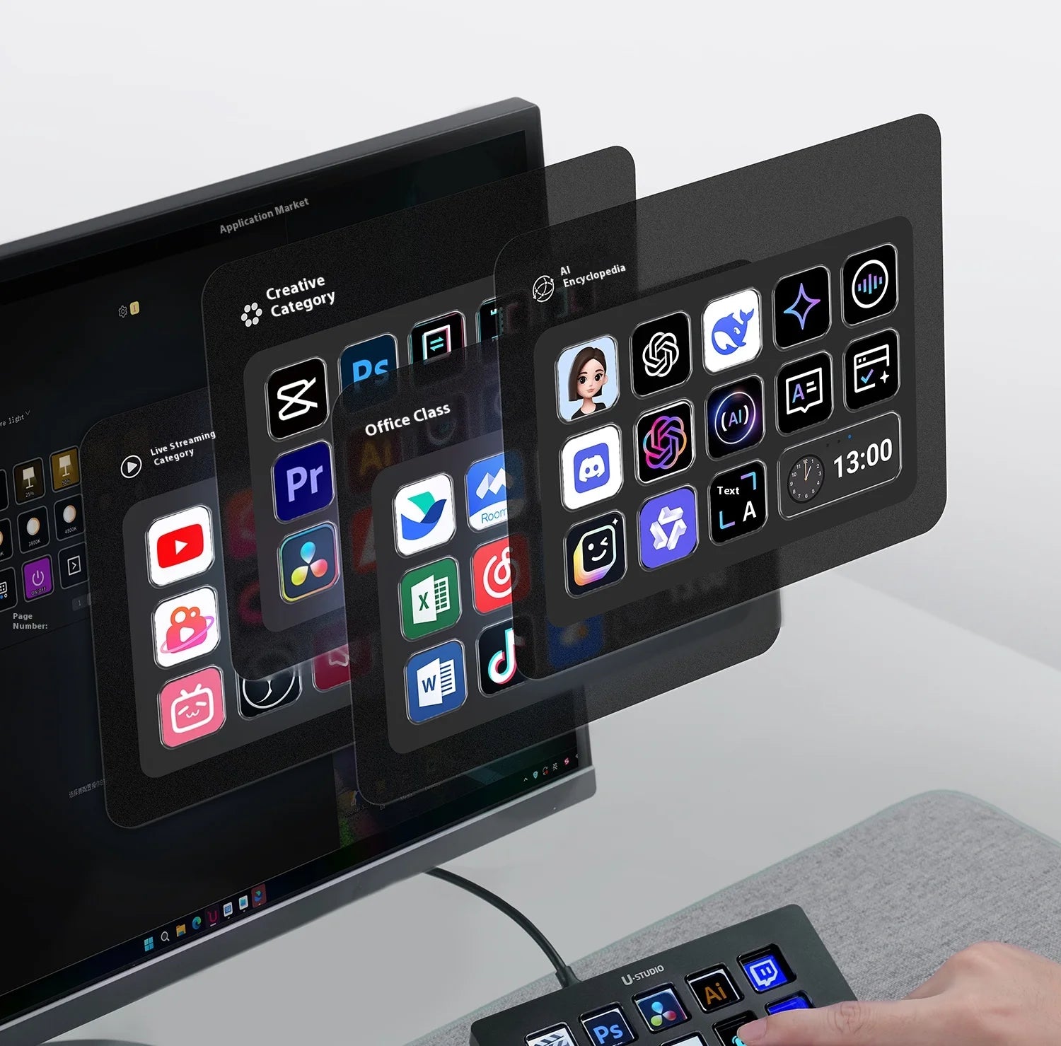 Ulanzi D200H Stream deck Production Console and Studio Controller 13 LCD Keys Streamdeck for Vlog Content Creation Video Editing