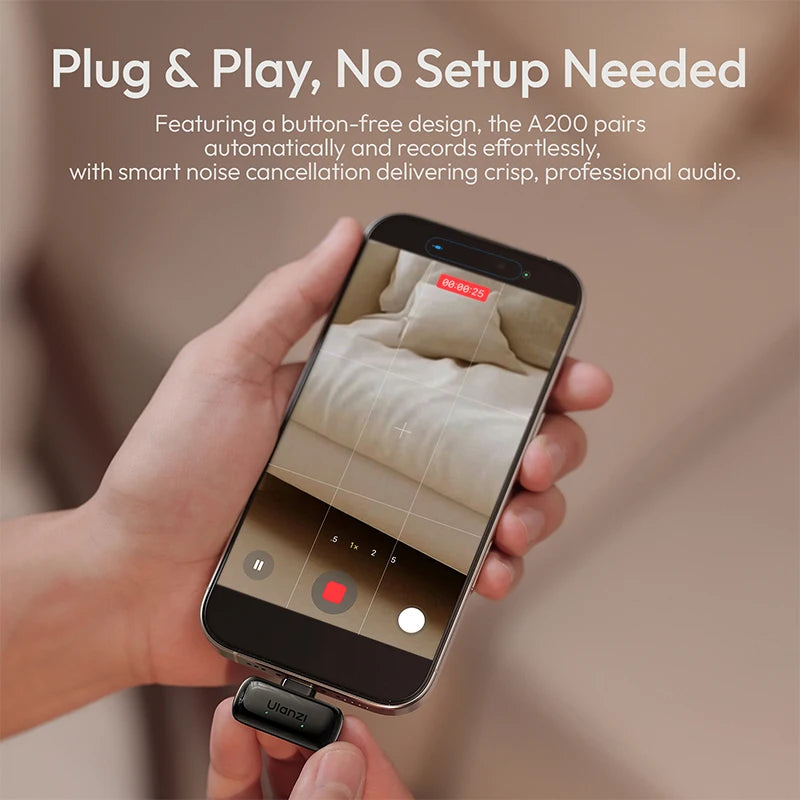 Ulanzi A200 Mini Mic Wireless Microphone Lavalier MIC Type-C for Smartphone for iPhone 17 16 15 for Live-streaming Vlog