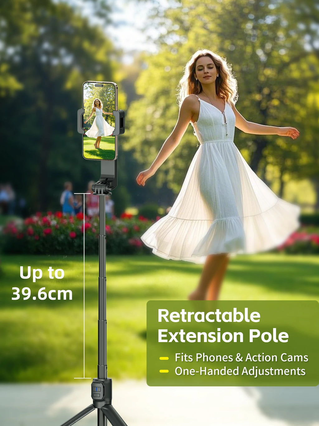 Gimbal Stabilizer Fill Light Selfie Stick Foldable Wireless Tripod with Bluetooth Shutter Monopod for IOS Android Live Streaming