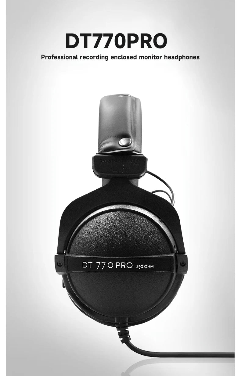 Hot Sale DT770 PRO Studio Dynamic Headphones Closed-Back 80/250 Ohm Professional Monitor Headset   for Recording/