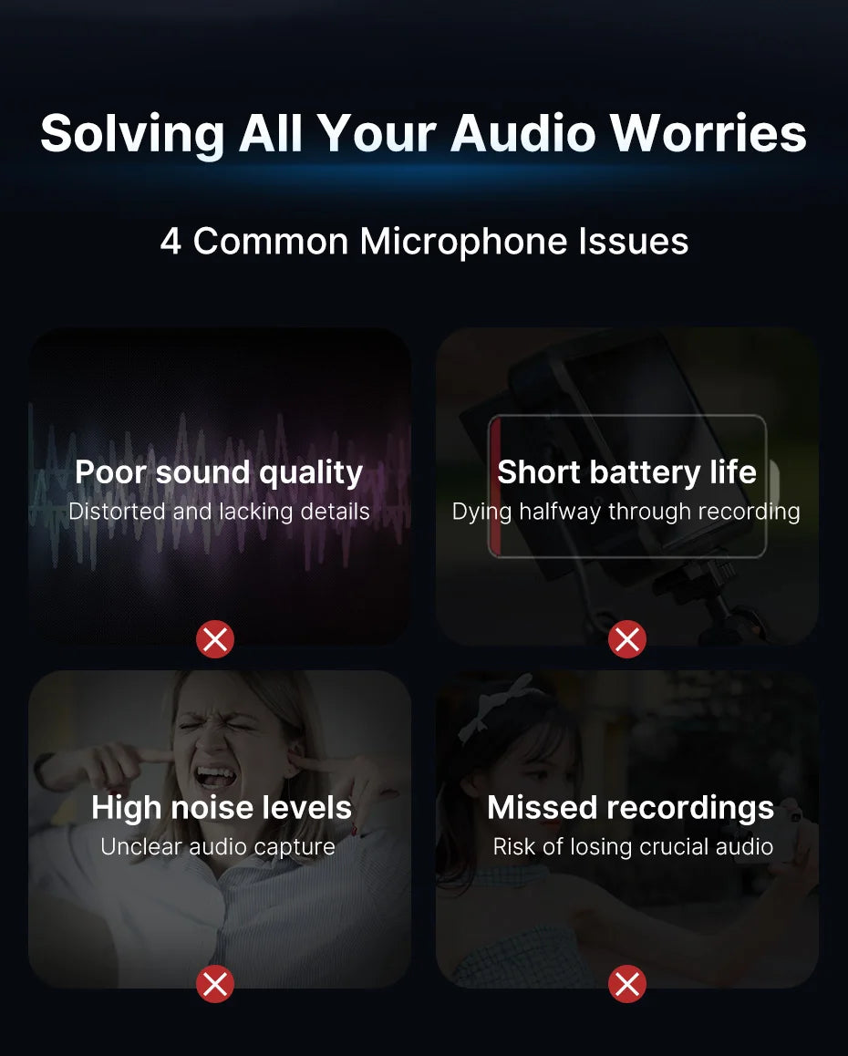 Ulanzi U-Mic Wireless Mic Stereo Microphone Lavalier Microphone for Smartphone DSLR for Interview Video Vlog Gaming Mic