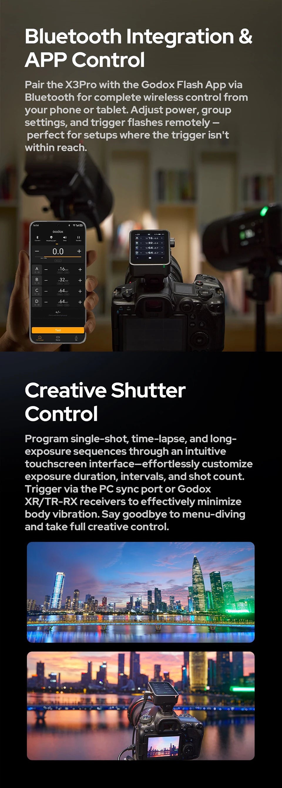 Godox X3Pro TTL Wireless Flash Trigger 2.4GHz Wireless X System Bluetooth Integration APP Control Fast Charging Long Runtime
