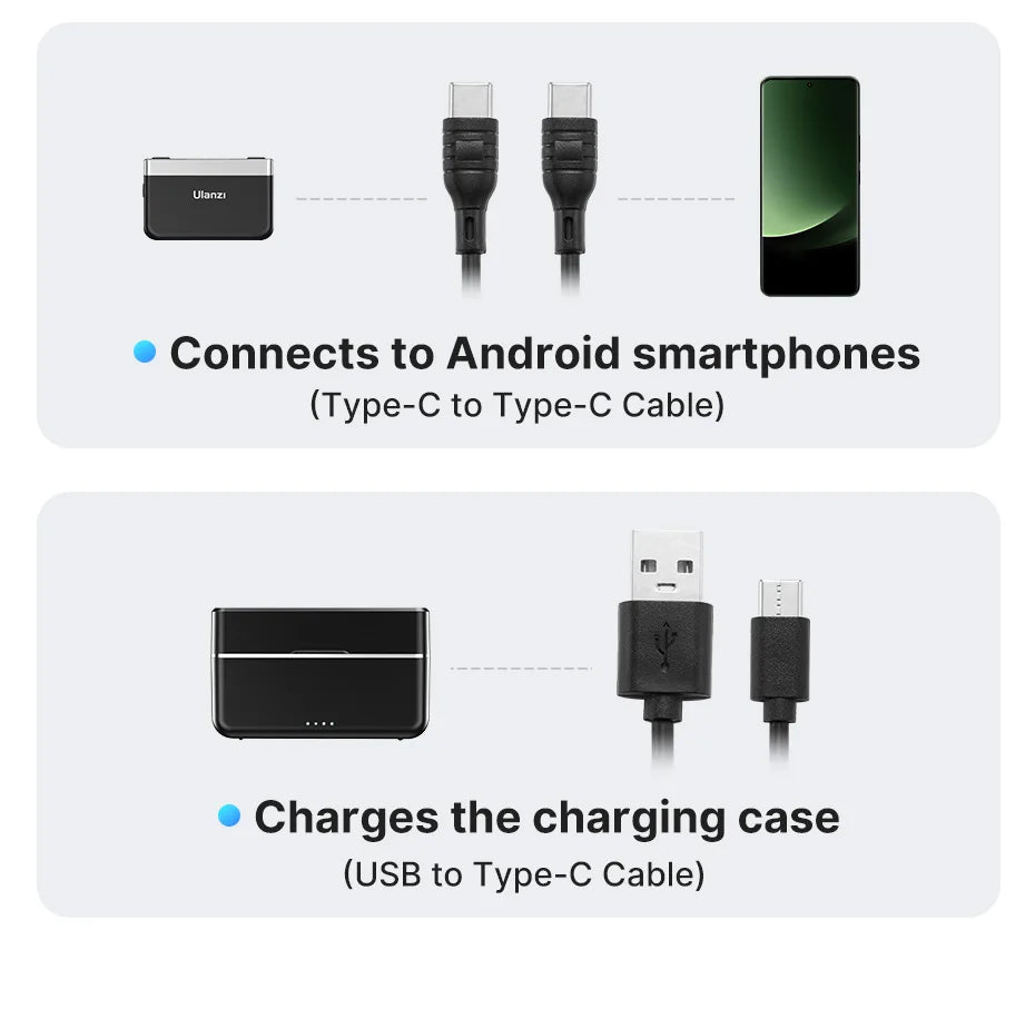 Ulanzi U-Mic Wireless Mic Stereo Microphone Lavalier Microphone for Smartphone DSLR for Interview Video Vlog Gaming Mic