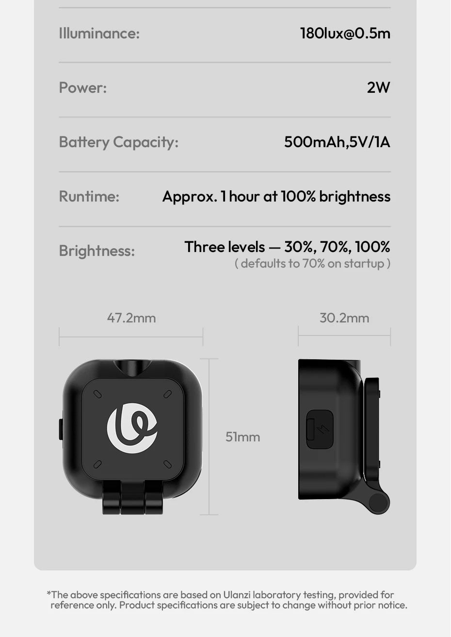 Ulanzi IN07 Mini Magnetic Fill Light for Insta360 Go Ultra Compatible with Go Ultra magnetic base for Vlog Street Photography