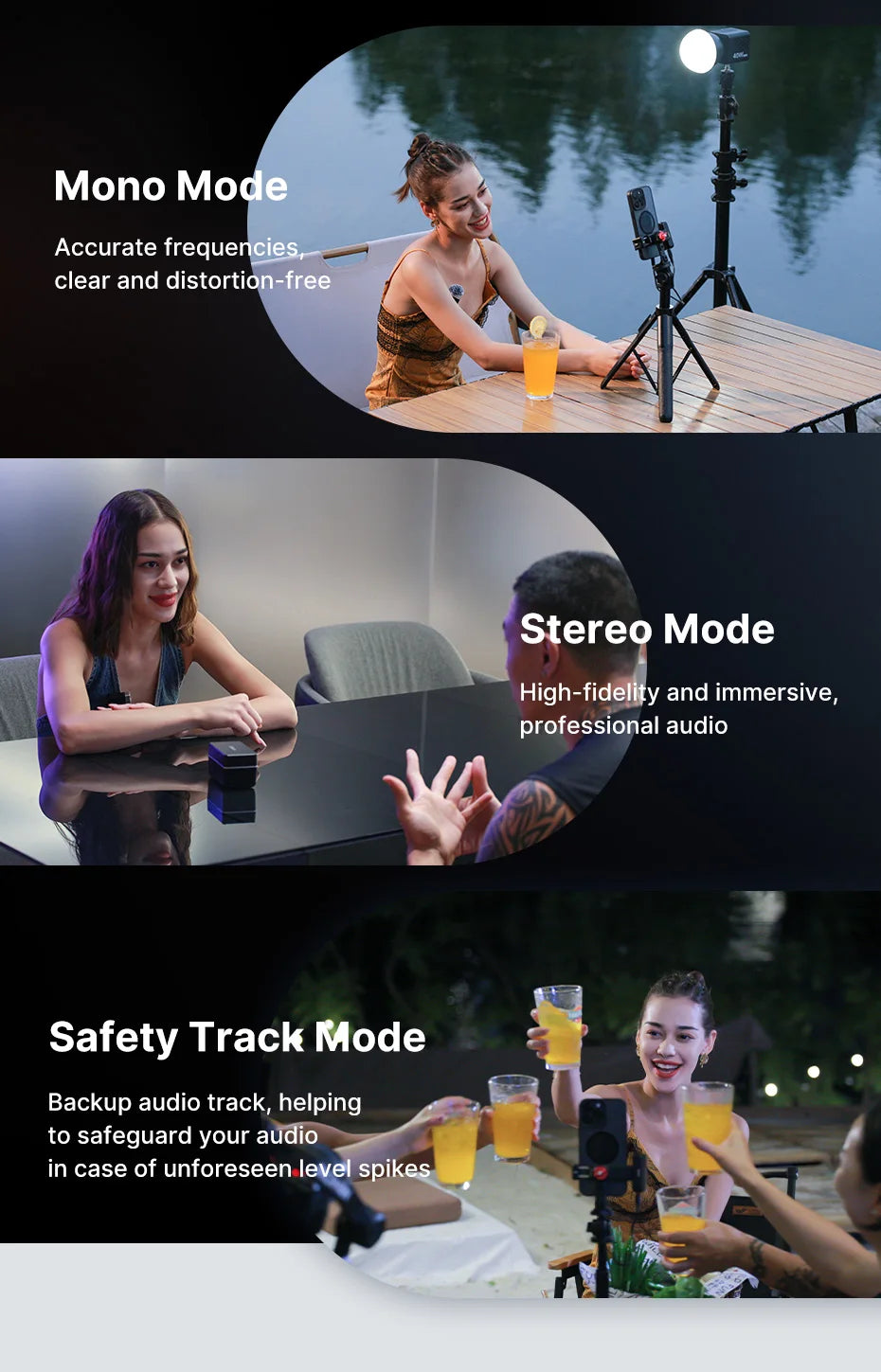 Ulanzi U-Mic Wireless Mic Stereo Microphone Lavalier Microphone for Smartphone DSLR for Interview Video Vlog Gaming Mic