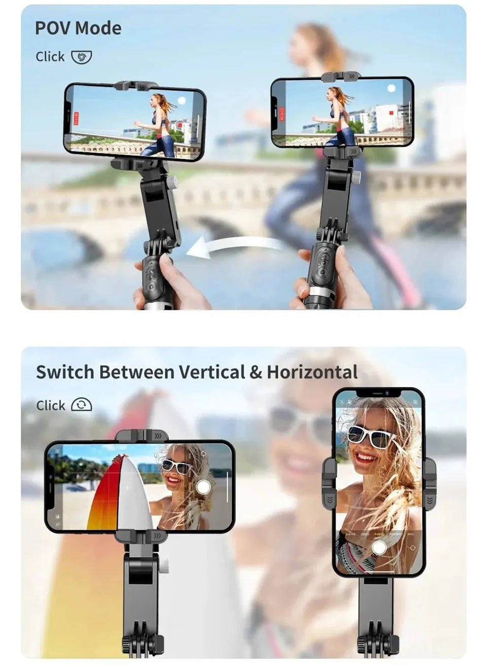 FANGTUOSI 360 Rotation Gimbal,Selfie Stick Tripod With Shutter Fill Light Following Shooting,Stabilizer for Smartphone Live/Vlog