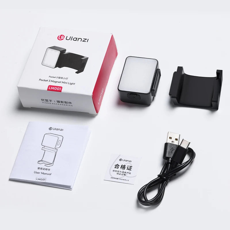 Ulanzi LM001 Pocket 3 Mini Light 3-Level Soft Light LED Video Light for DJI OSMO Pocket 3 for Photography Livestreaming Vlog