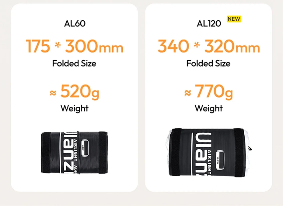 Ulanzi AL60 60W / AL120 120W Inflatable Air Tube Light APP Control LED Video Light Bi-Color Light Stick w Handle for Photography