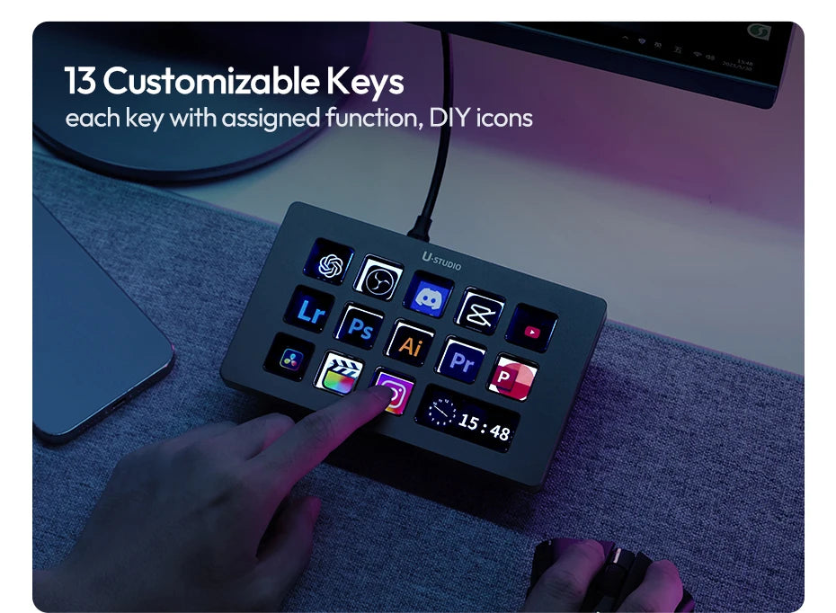 Ulanzi D200H Deck Dock Streaming Controller for Photography Desk Intelligent Lighting Control Office Assistant Streaming Control