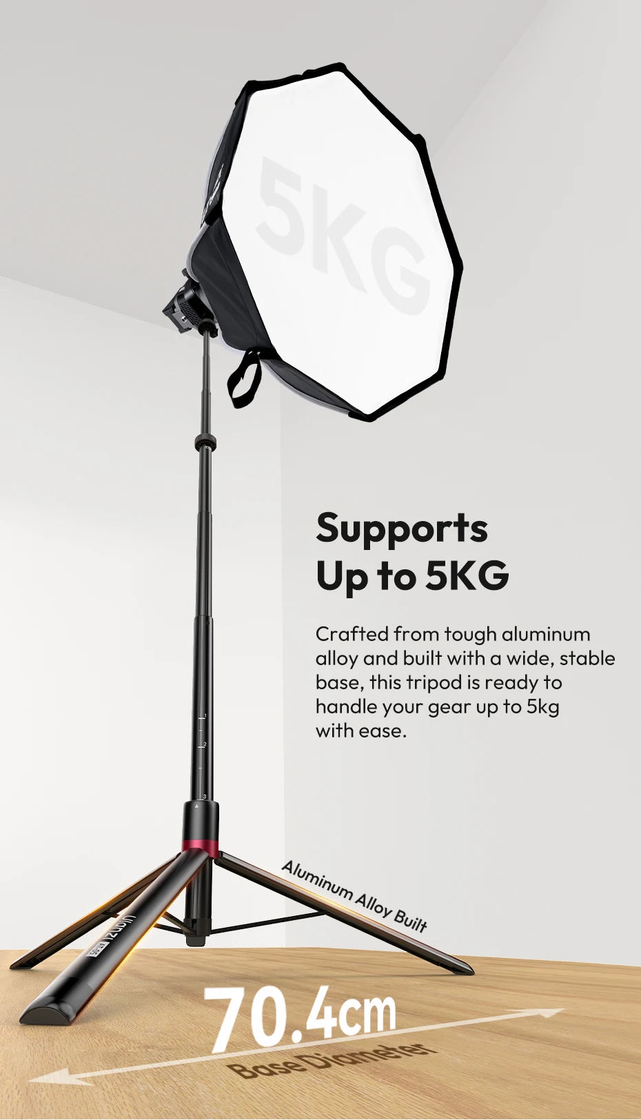Ulanzi AT-05 2M Heavy Duty Foldable Tripod Light Stand for DSLR Camera Video Light Photography Studio Livestreaming Max Load 5KG