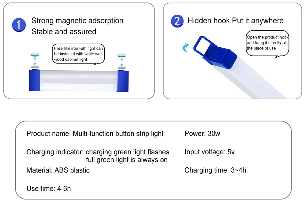 LED Video Light Wand Handheld Hanging Fill Light Photography Lamp Rechargeable Bedside Lamp Light Stick for Vlog Live Streaming
