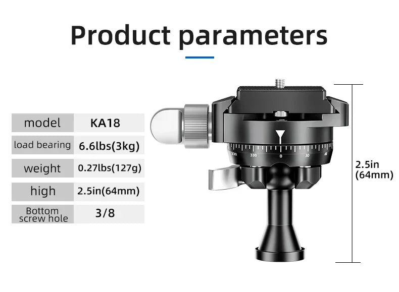 SLR camera panoramic spherical gimbal 360 degree rotating metal gimbal projector gimbal With quick release plate