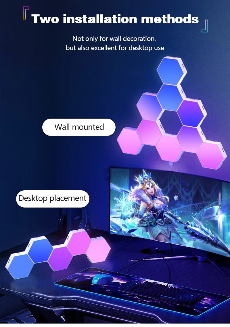 Tuya Smart RGB Quantum Light DIY Decor LED Wall Lamp APP Sound Pickup Game Room Music Rhythm Festival Atmosphere Esports Light