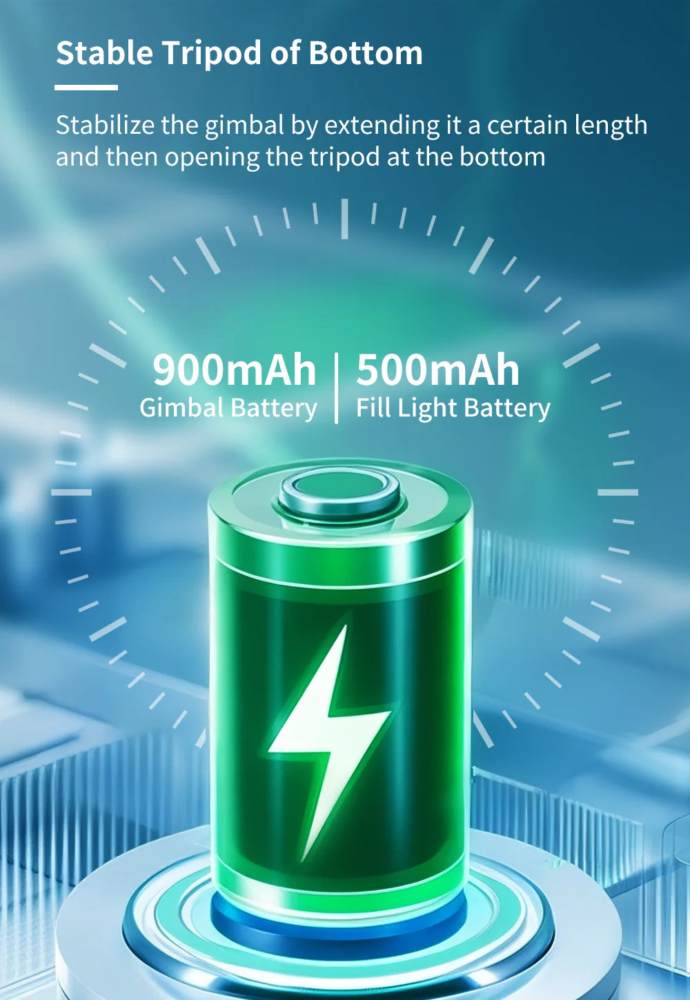 Gimbal Stabilizer Fill Light Selfie Stick Foldable Wireless Tripod with Bluetooth Shutter Monopod for IOS Android Live Streaming