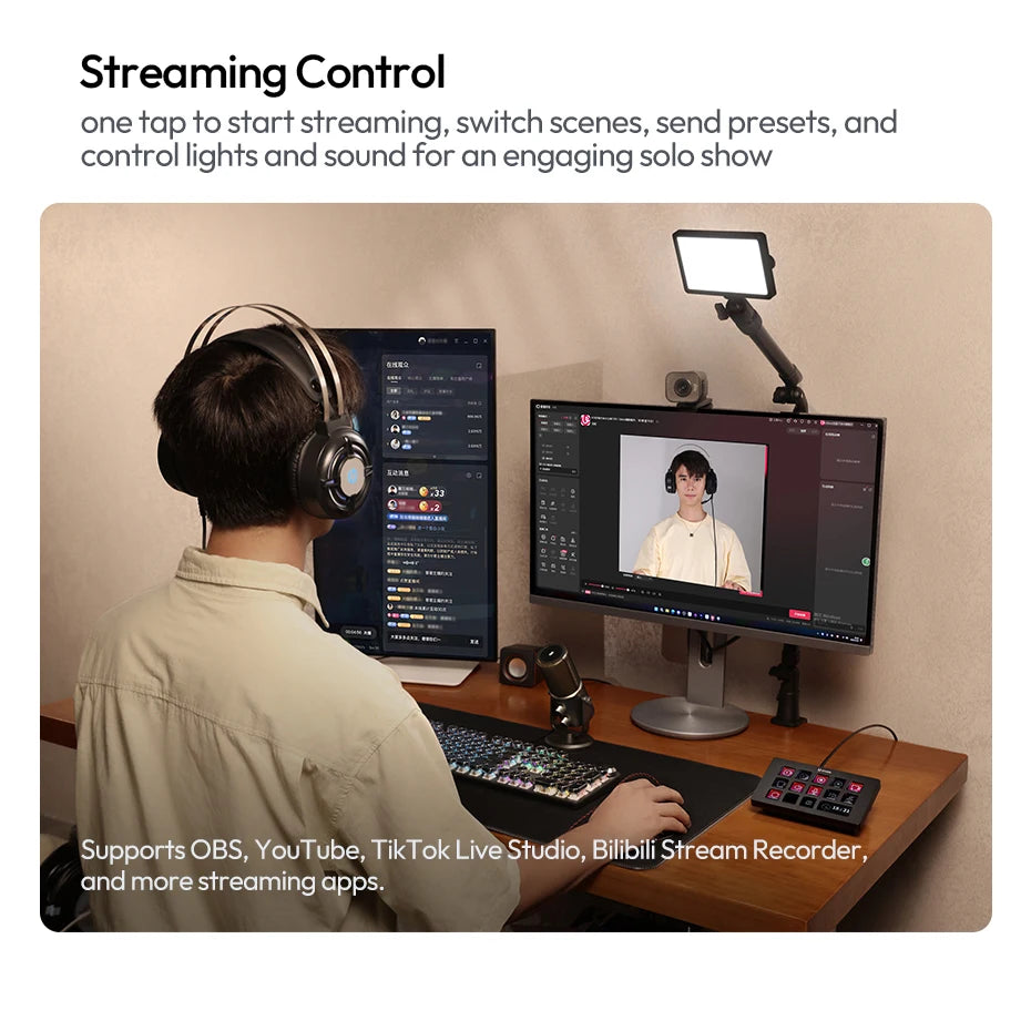 Ulanzi D200H Deck Dock Streaming Controller for Photography Desk Intelligent Lighting Control Office Assistant Streaming Control