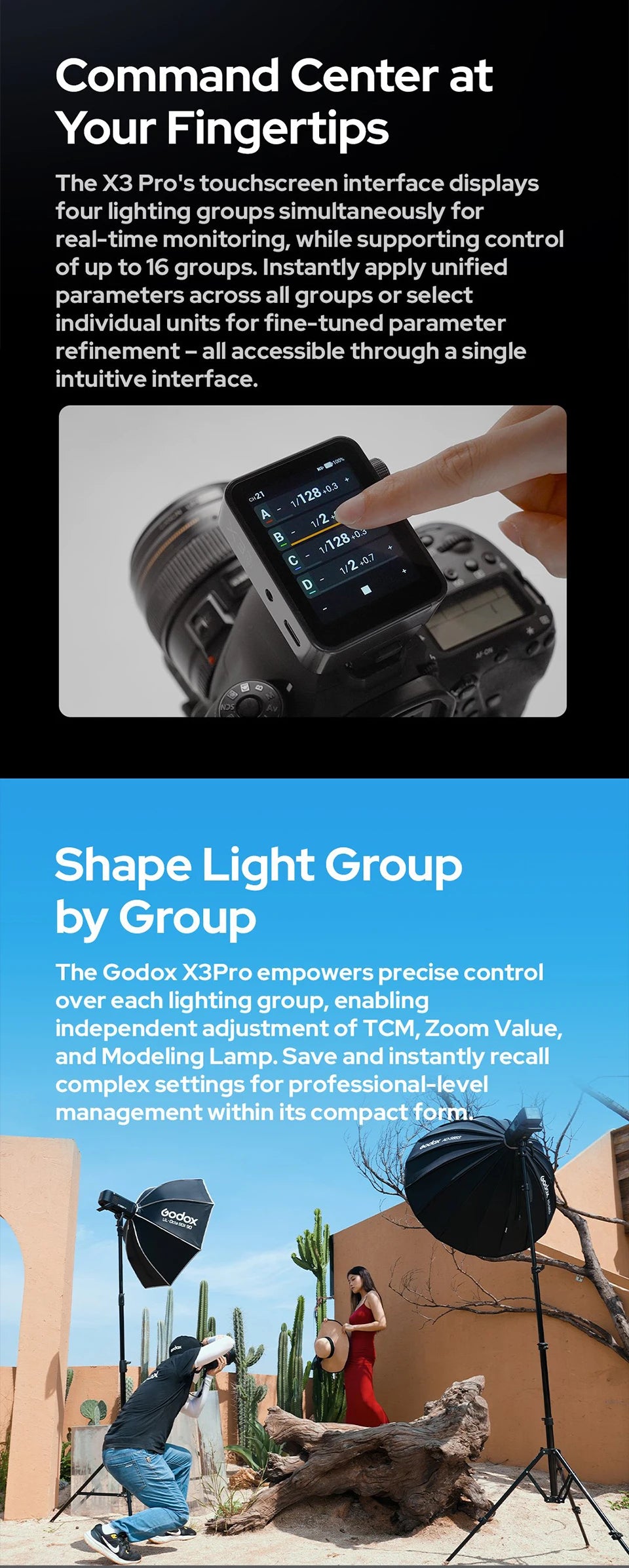 Godox X3Pro TTL Wireless Flash Trigger 2.4GHz Wireless X System Bluetooth Integration APP Control Fast Charging Long Runtime