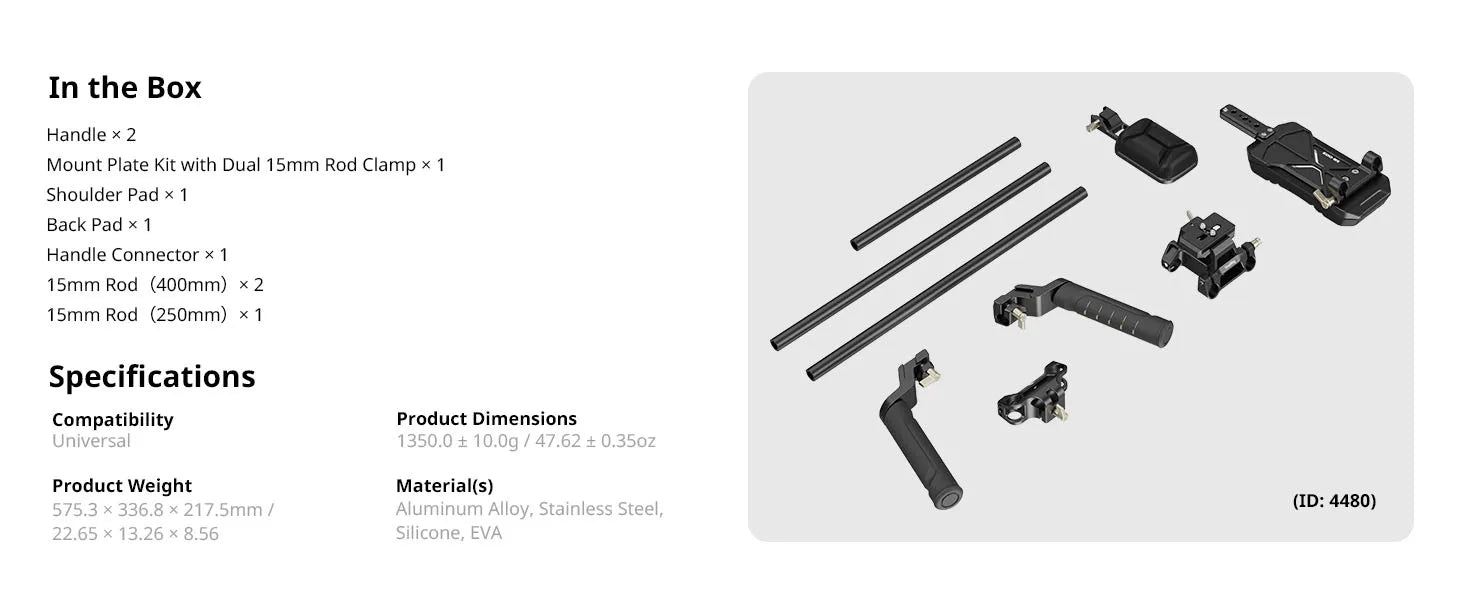 SmallRig Shoulder Rig Kit Classic Version Universal Comfortable Solution for Shoulder Shooting One Knob Lockable 4480