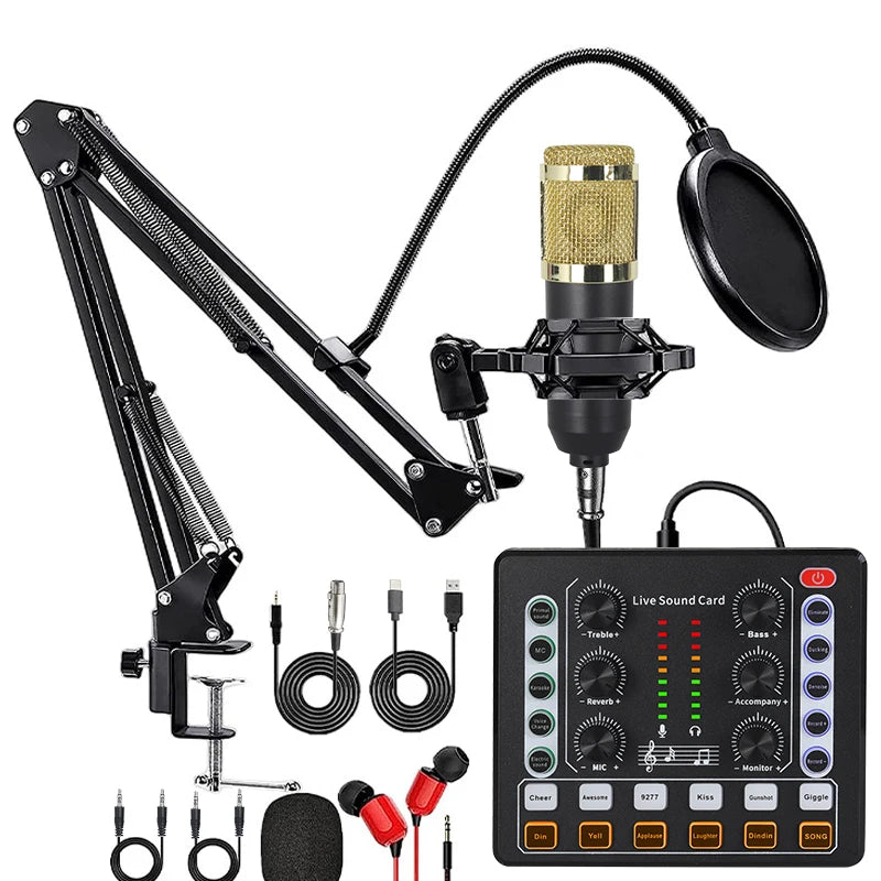 BM-800 Recording Studio Package with Voice Changer,Live Sound Card - Audio Interface for Live Streaming YouTube TikTok