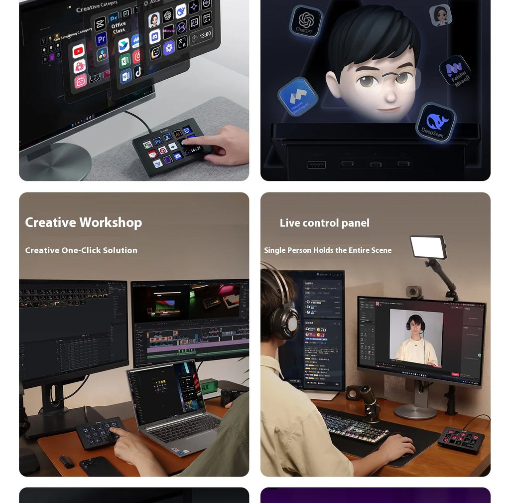 Ulanzi D200H Stream deck Production Console and Studio Controller 13 LCD Keys Streamdeck for Vlog Content Creation Video Editing