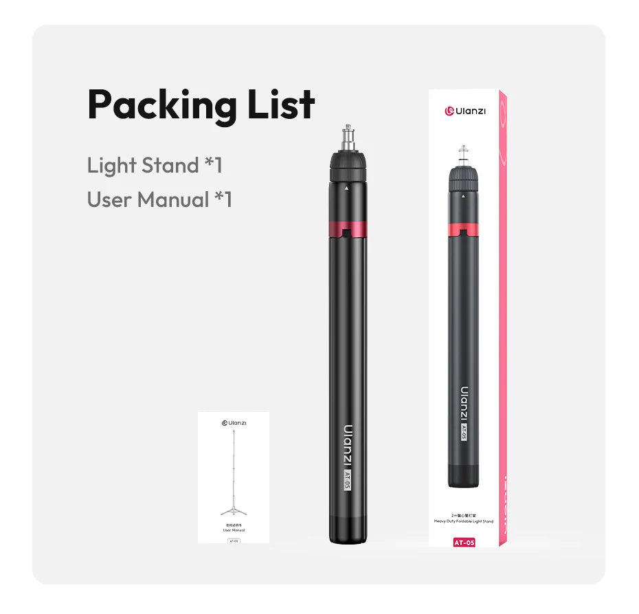 Ulanzi AT-05 2M Heavy Duty Foldable Tripod Light Stand for DSLR Camera Video Light Photography Studio Livestreaming Max Load 5KG