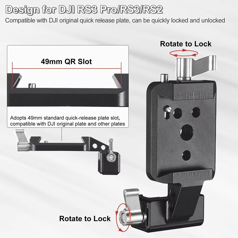Gimbals Stabilizer Vertical Photography Plate, Camera Vertical Mount Adapter for DJI Ronin RS 2 RS 3 RS 3 Mini RS 3 Pro Gimbas