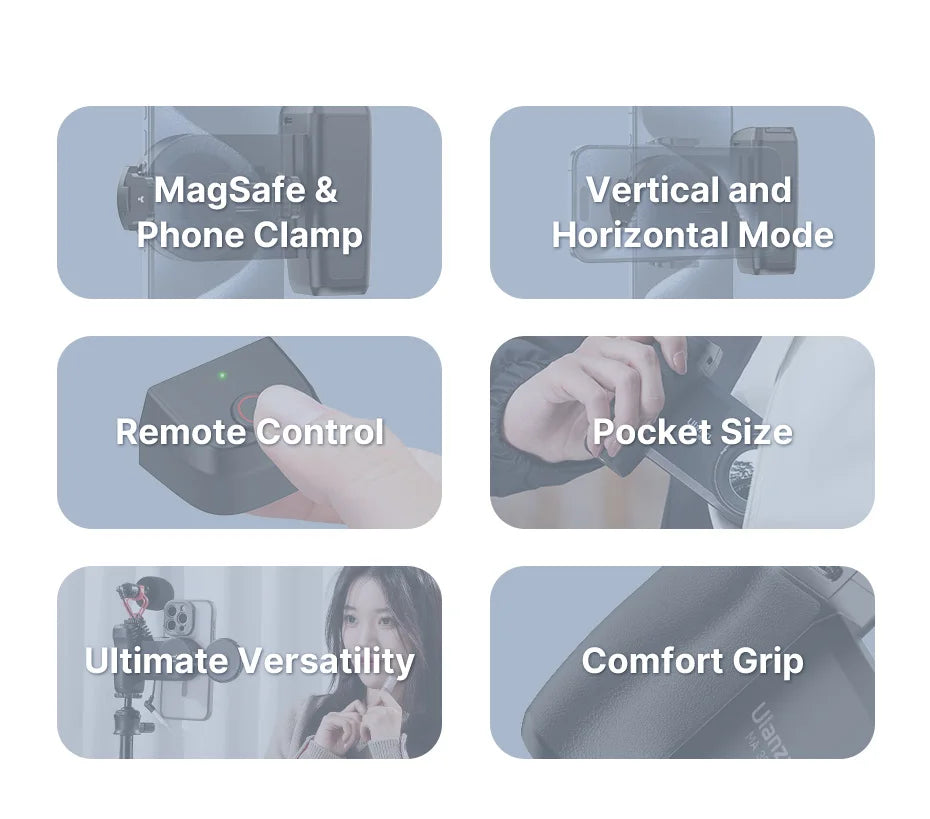 Ulanzi MA35 Phone Camera Grip Handle MagSafe Bluetooth Shutter Smartphone Selfie Stablizer Vertical Horizontal Shooting