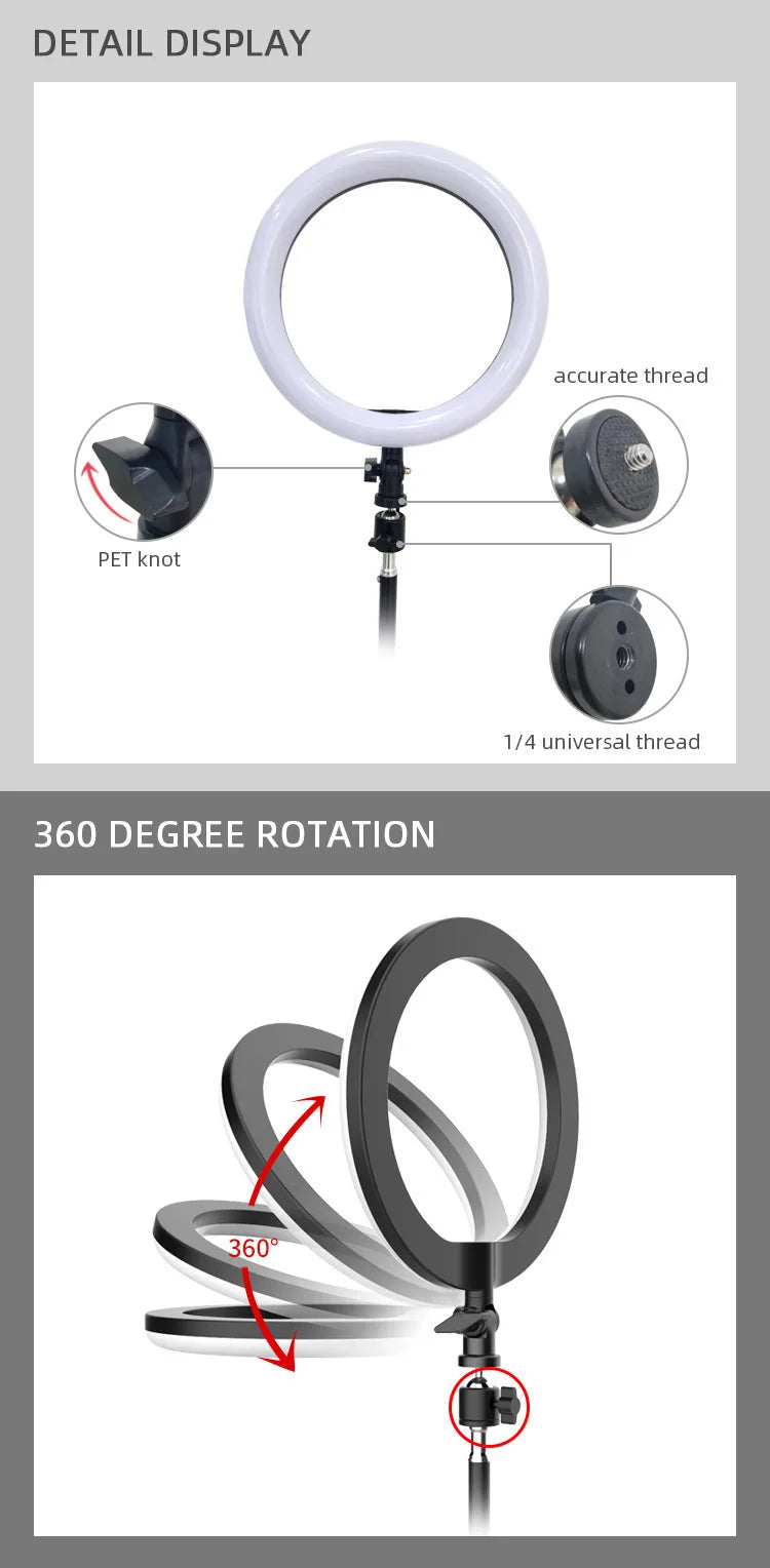 12 Inch LED Ring Light, Dimmable Photography Lighting Phone Camera Fill Light, USB Powered, Makeup Selfie Studio Light