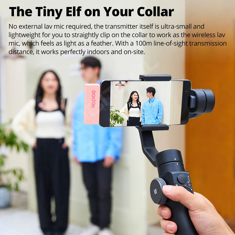 Godox MoveLink Mini LT UC Wireless Microphone 2.4GHz Transmitter Receiver Lavalier Mic for iPhone Type-C Smartphone DSLR Camera