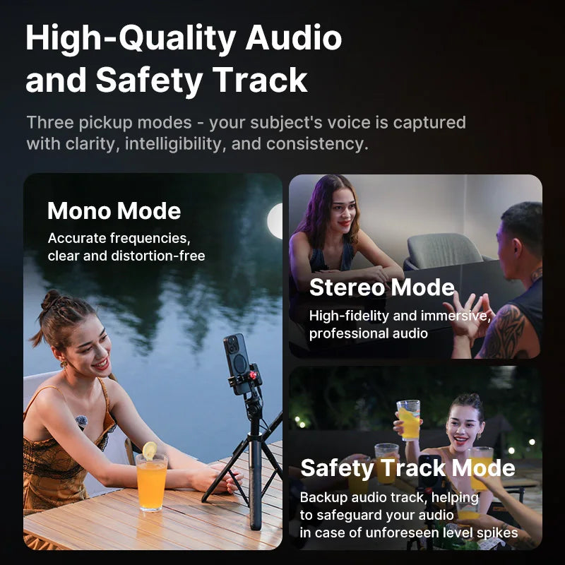 Ulanzi U-Mic Wireless Mic Stereo Microphone Lavalier Microphone for Smartphone DSLR for Interview Video Vlog Gaming Mic