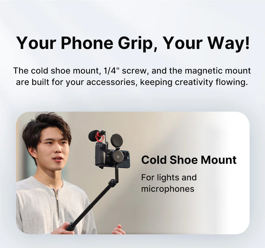 Ulanzi MA35 Phone Camera Grip Handle MagSafe Bluetooth Shutter Smartphone Selfie Stablizer Vertical Horizontal Shooting