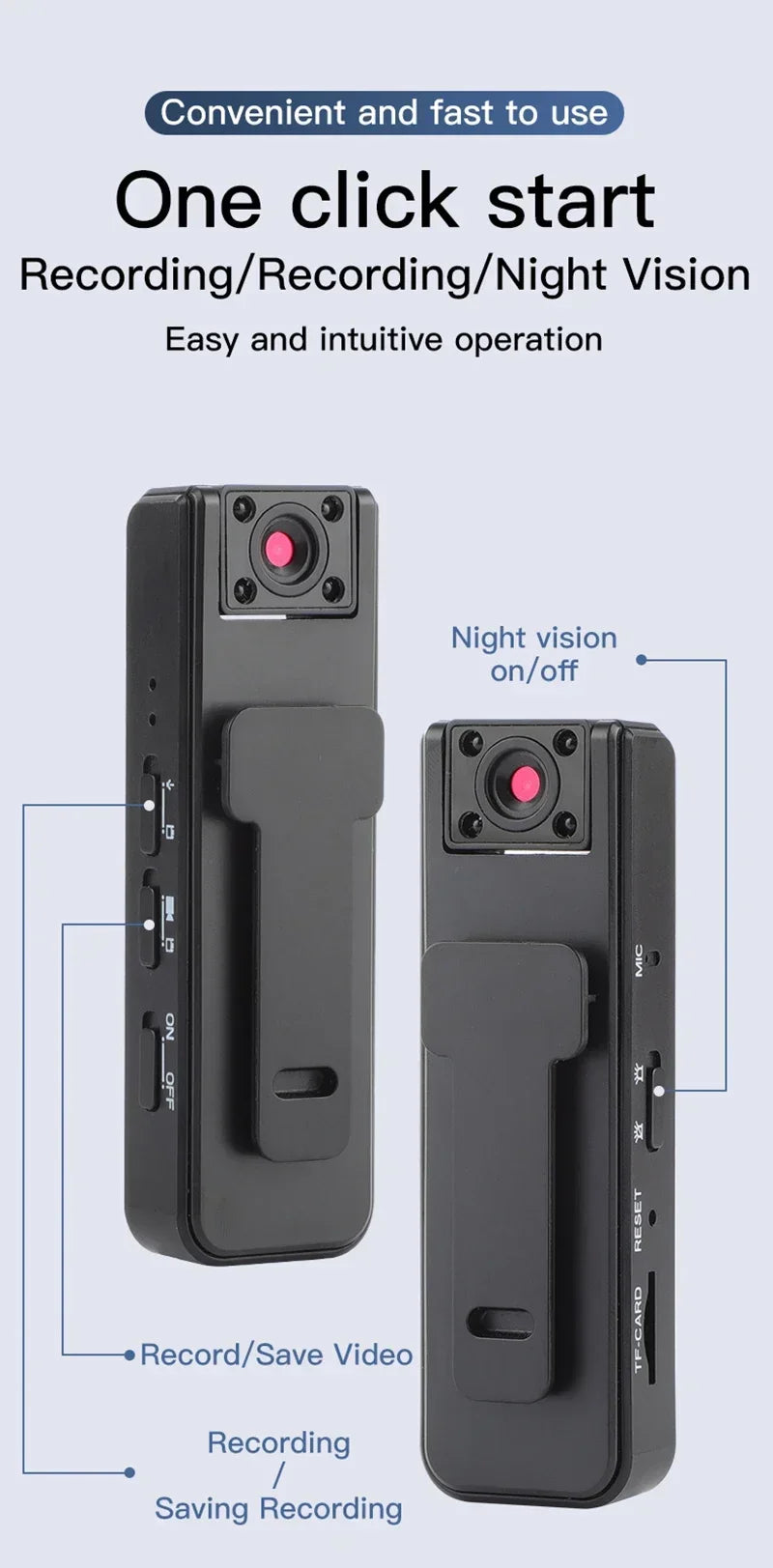 Xiaomi A9 Mini Handheld Camera 1080P Full HD Infrared Night Vision Back Clip Design Outdoor Sports Riding Recorder 2025 Hot Sale