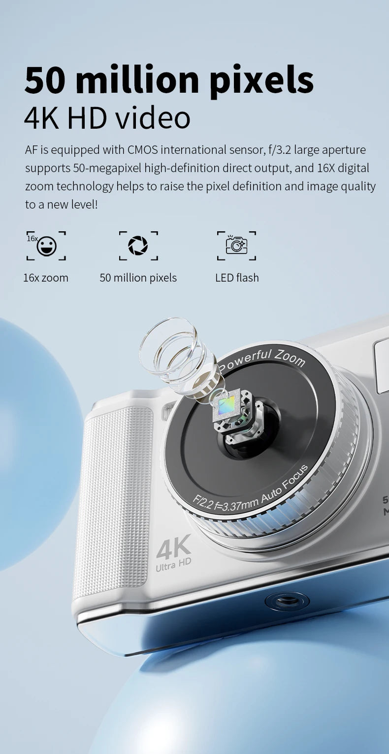 HD 1080P 2.8inch digital Camera Rechargeable Cameras with 16x Zoom Compact Camera 50 Megapixels Cameras for kids Beginner Camera