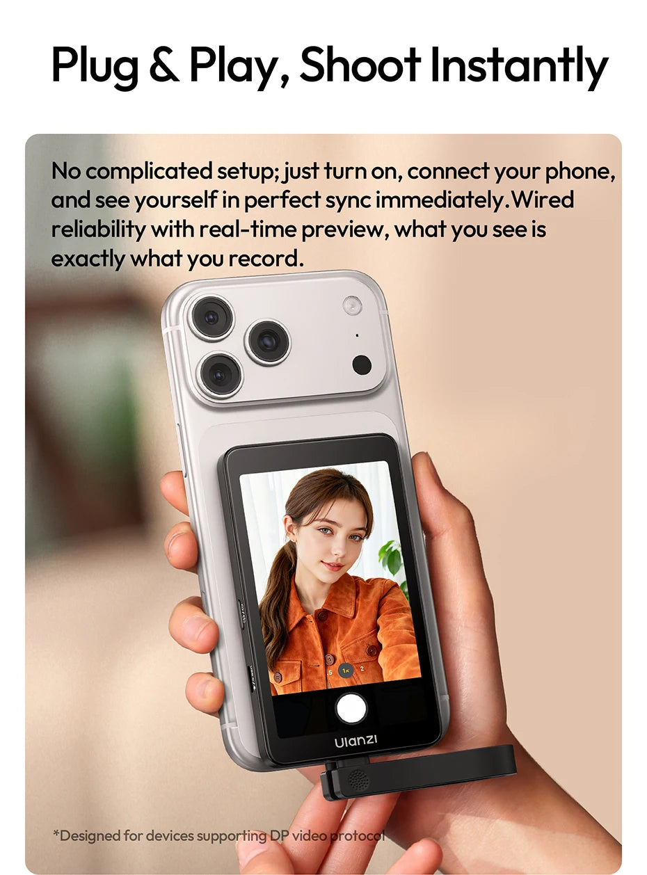 Ulanzi VM1 Vlog Selfie Monitor Screen for iphone 17 16 15 Android Smartphone 4K Magnetic for Studio Vlog Photography Shots