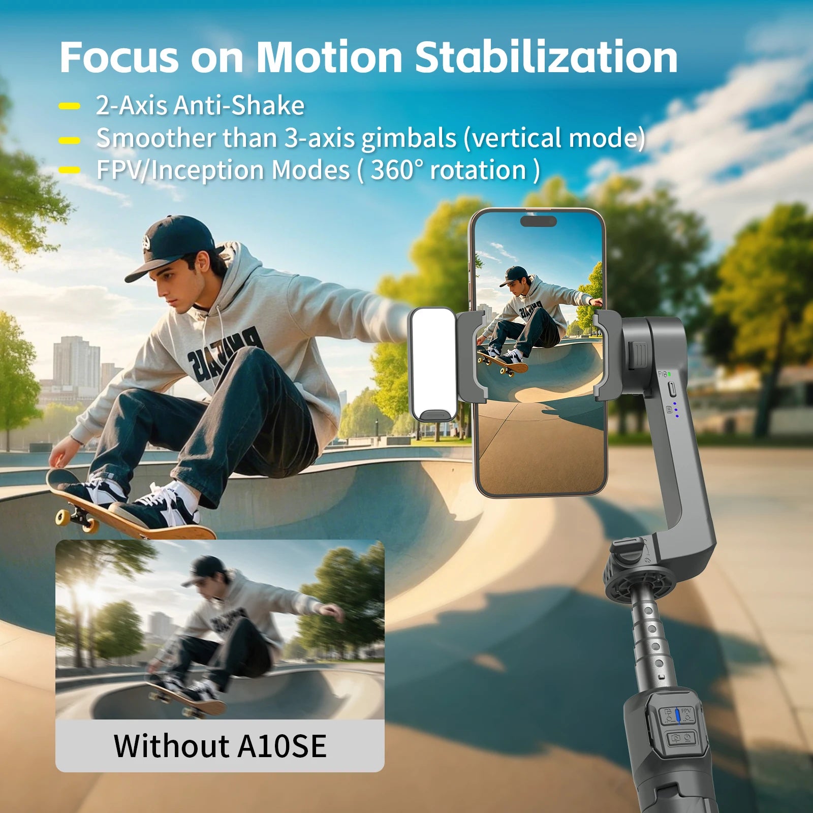 Gimbal Stabilizer Fill Light Selfie Stick Foldable Wireless Tripod with Bluetooth Shutter Monopod for IOS Android Live Streaming