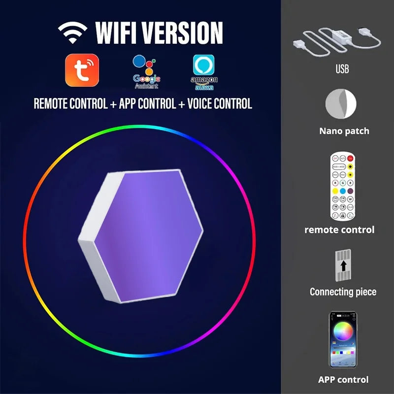 Tuya Smart RGB Quantum Light DIY Decor LED Wall Lamp APP Sound Pickup Game Room Music Rhythm Festival Atmosphere Esports Light