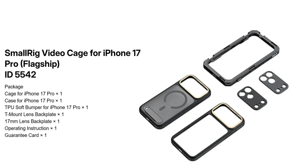 SmallRig for iPhone 17 Pro/iPhone 17 Pro Max Basic Cage,Flagship Cage, Mobile Dual Handheld Phone Cage Kit, 5540/5541/5542/5543
