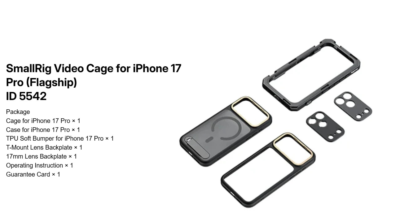 SmallRig for iPhone 17 Pro/iPhone 17 Pro Max Basic Cage,Flagship Cage, Mobile Dual Handheld Phone Cage Kit, 5540/5541/5542/5543